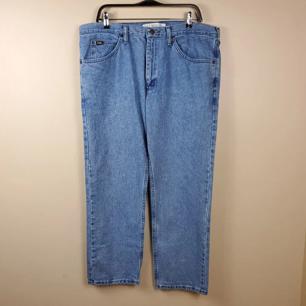 LEE Light Wash Regular Fit Straight Leg Jeans Size 38x30